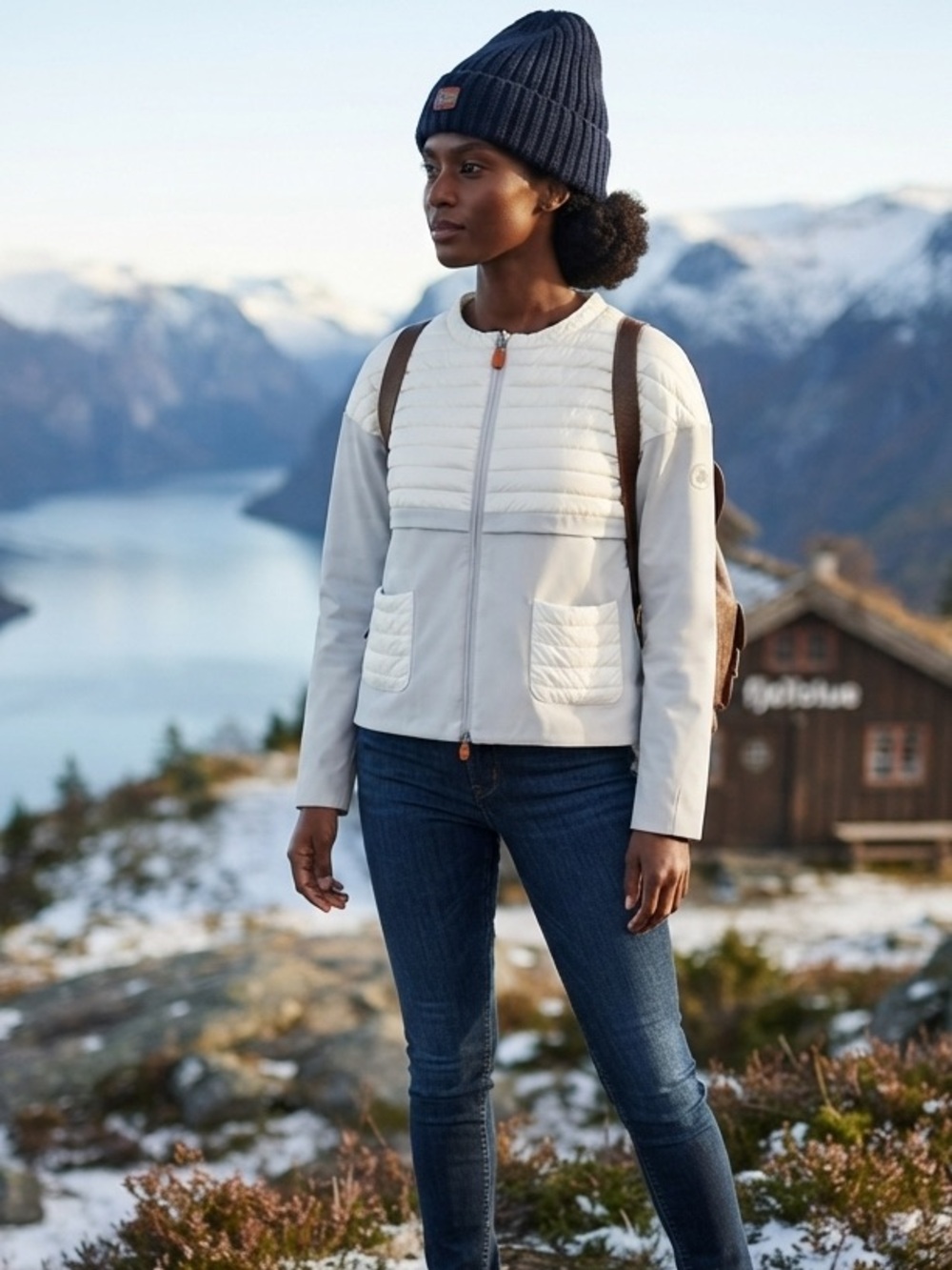 SAVE THE DUCK Burn Lightweight Quilted Puffer White‎ Grey Small Boxy Oversized